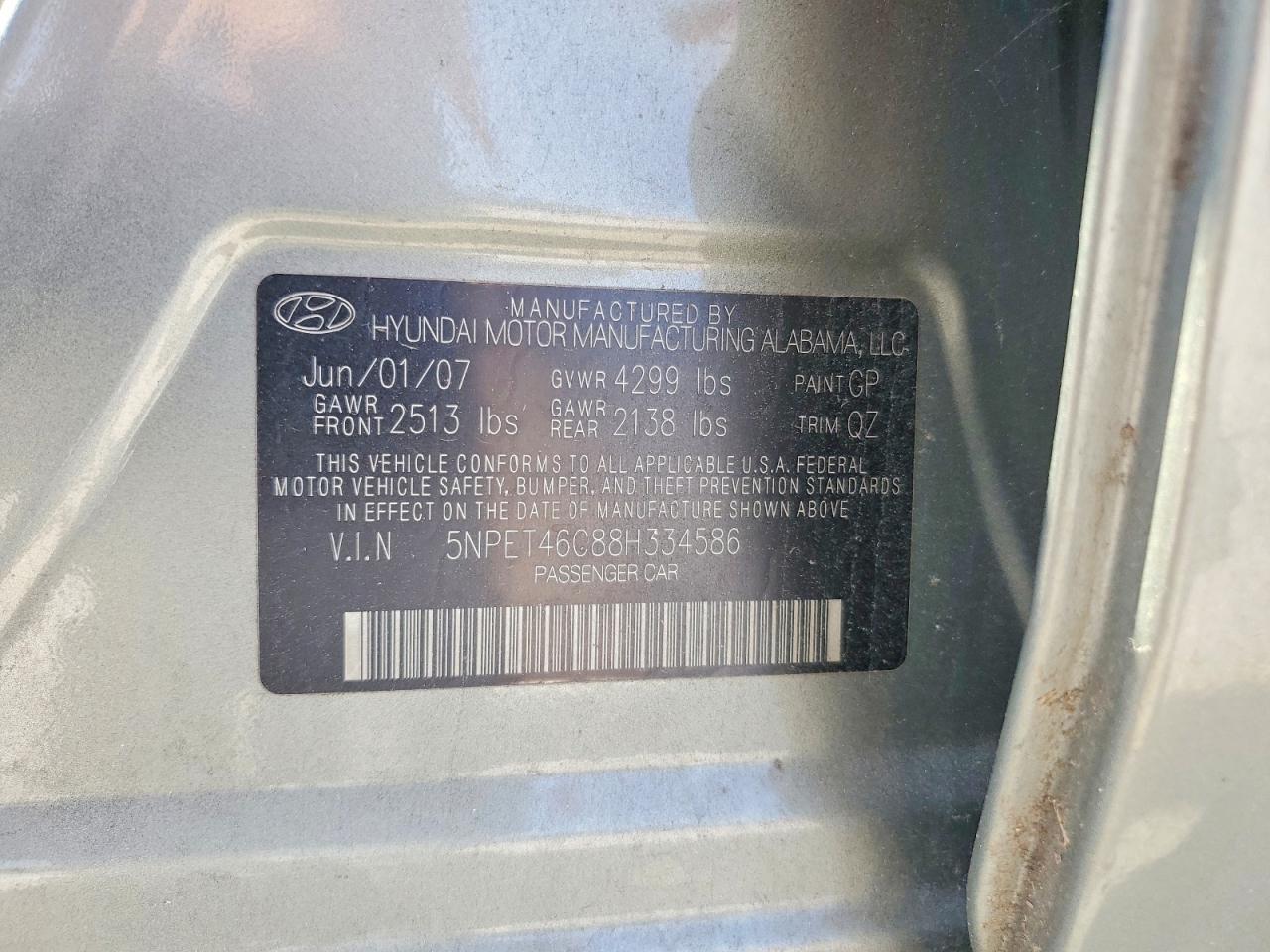 2008 HYUNDAI SONATA GLS photo 34