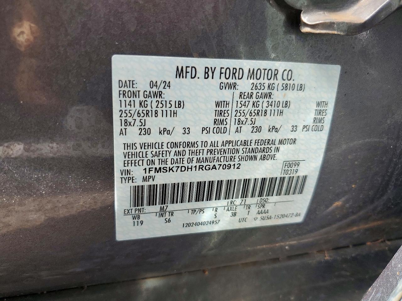 2024 FORD EXPLORER XLT photo 13