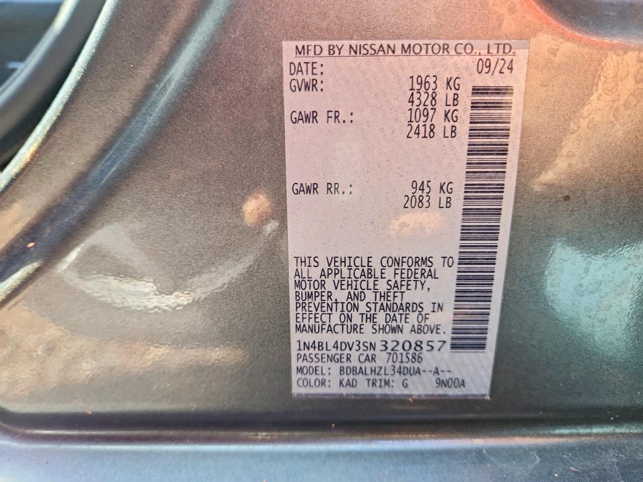 2025 NISSAN ALTIMA 2.5 SV photo 12