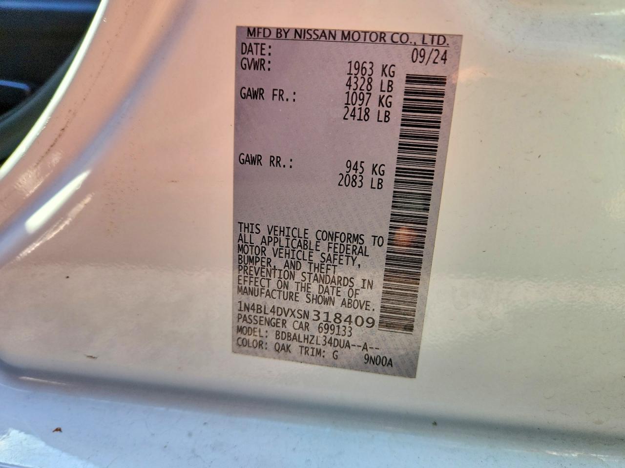 2025 NISSAN ALTIMA 2.5 SV photo 12