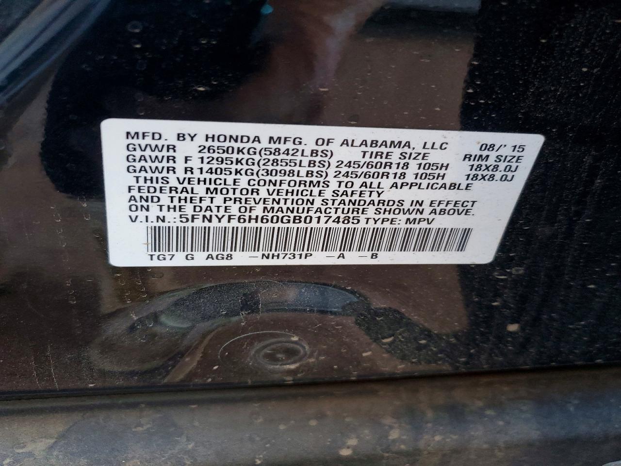 2016 HONDA PILOT EXL photo 27