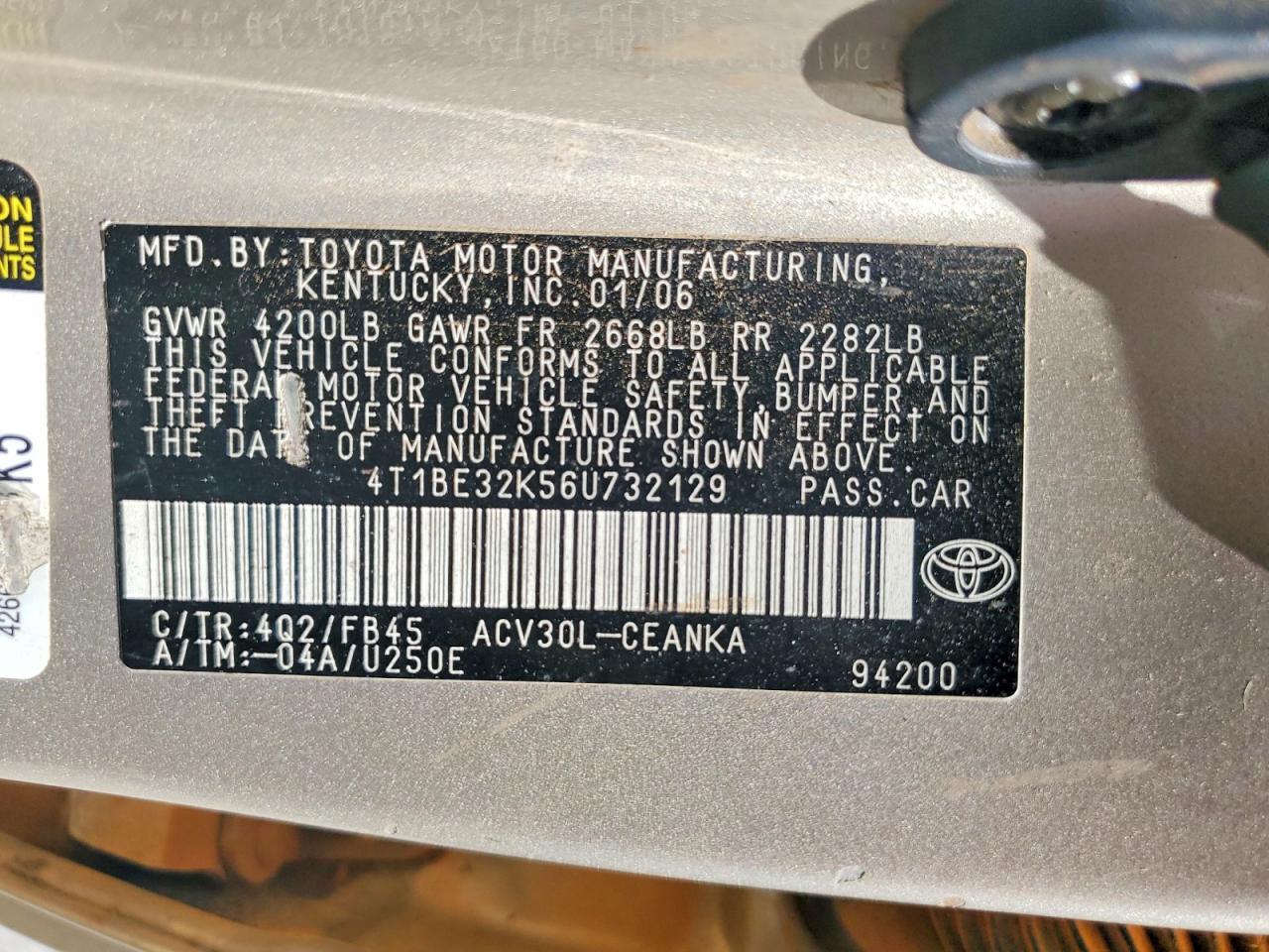2006 TOYOTA CAMRY STANDARD photo 12