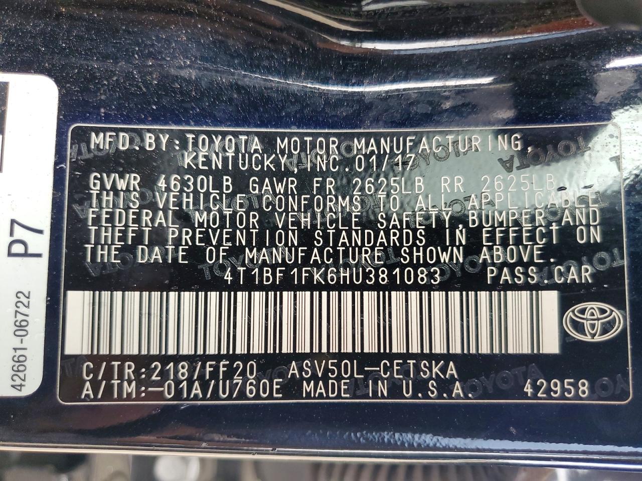 2017 TOYOTA CAMRY SE photo 12