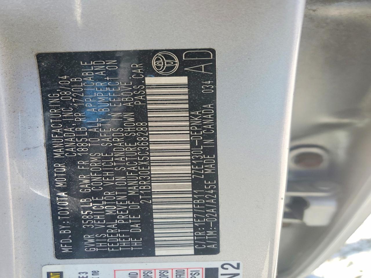 2005 TOYOTA COROLLA photo 34