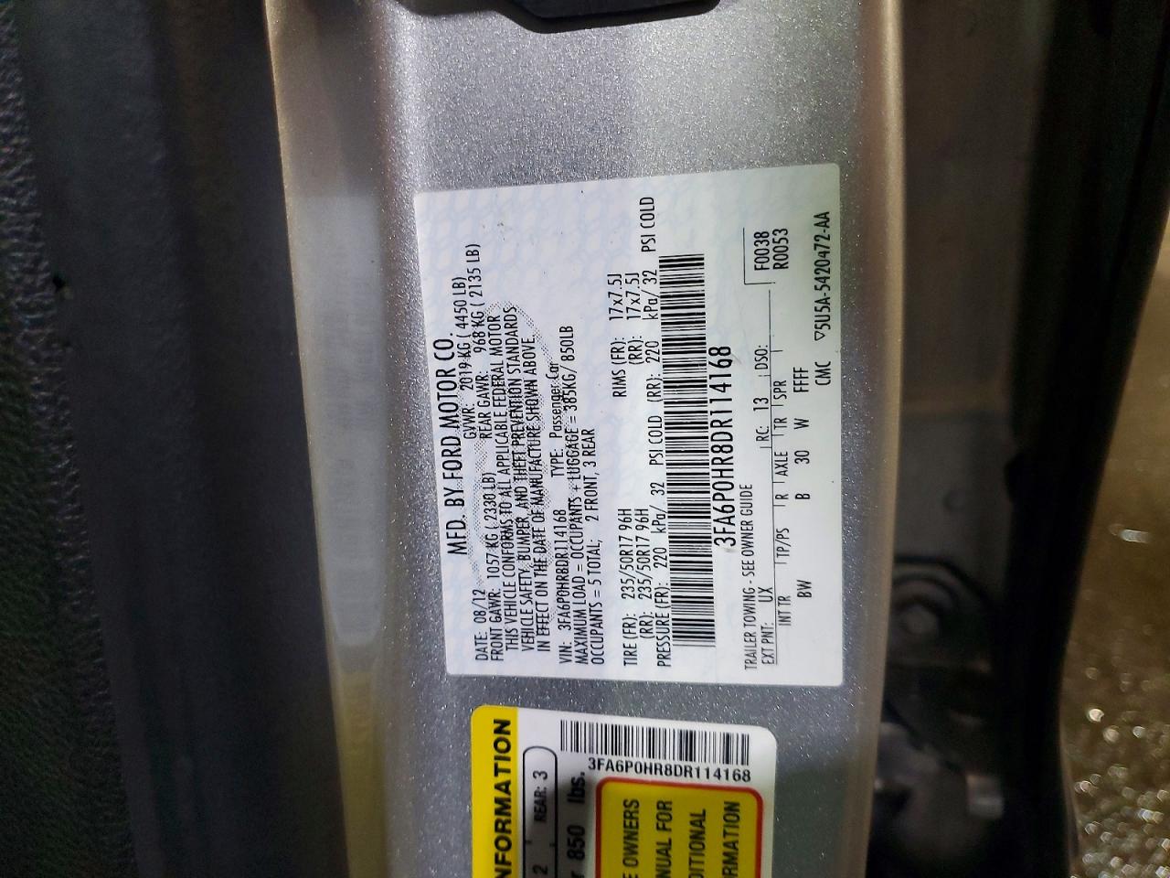 2013 FORD FUSION SE photo 12
