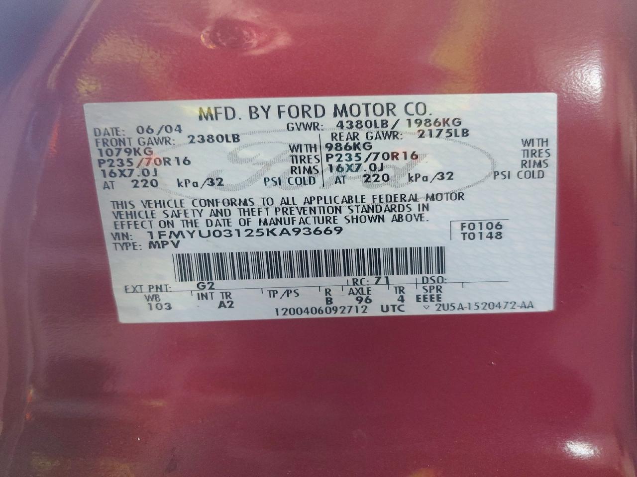 2005 FORD ESCAPE XLT photo 34