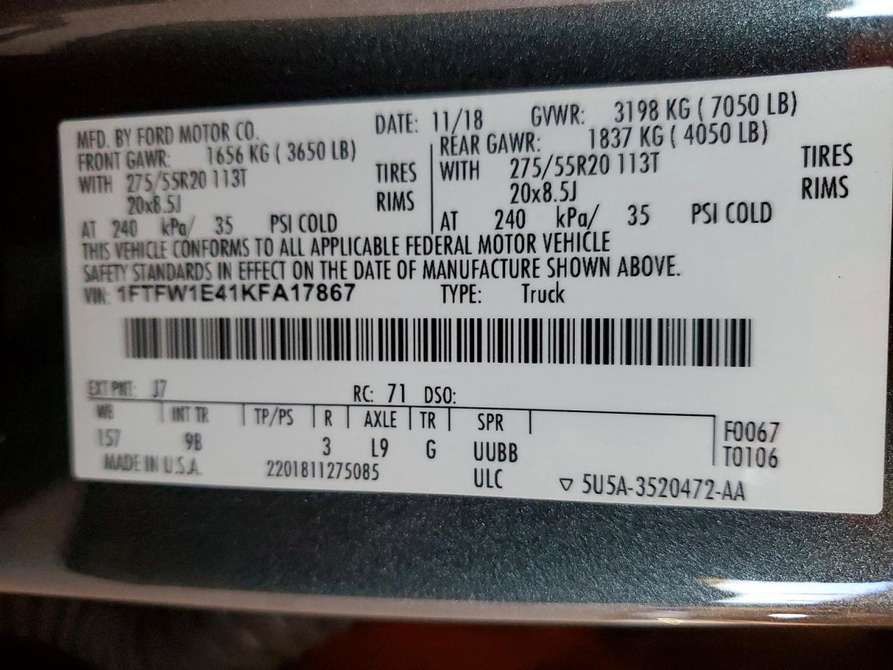 2019 FORD F150 SUPERCREW photo 12