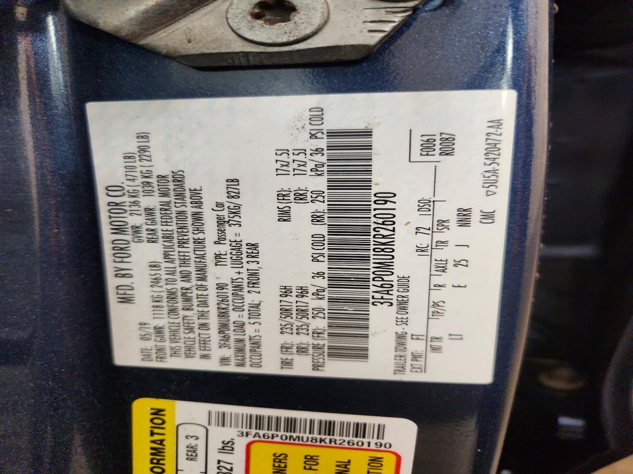 2019 FORD FUSION SEL photo 34