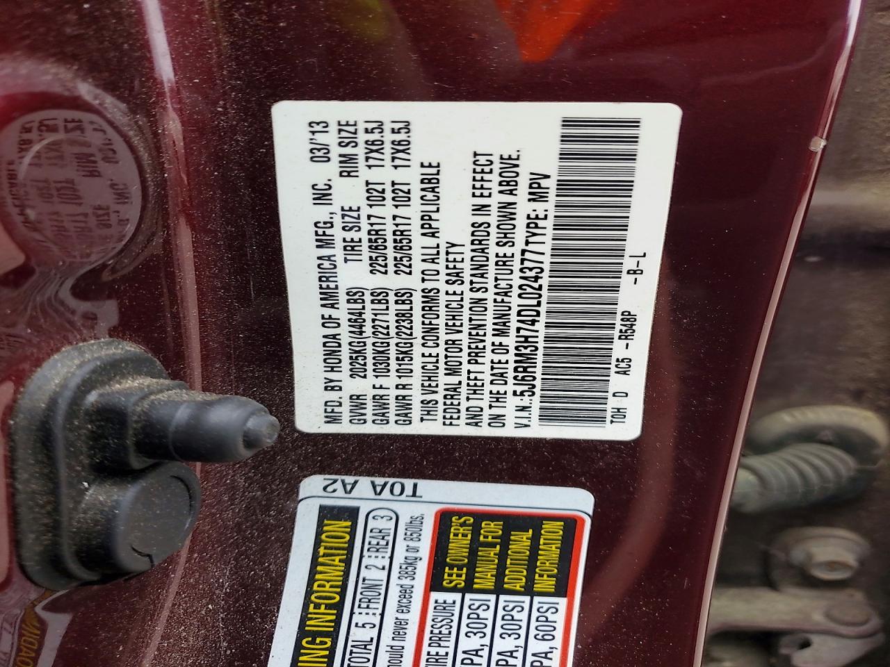 2013 HONDA CR-V EXL photo 34