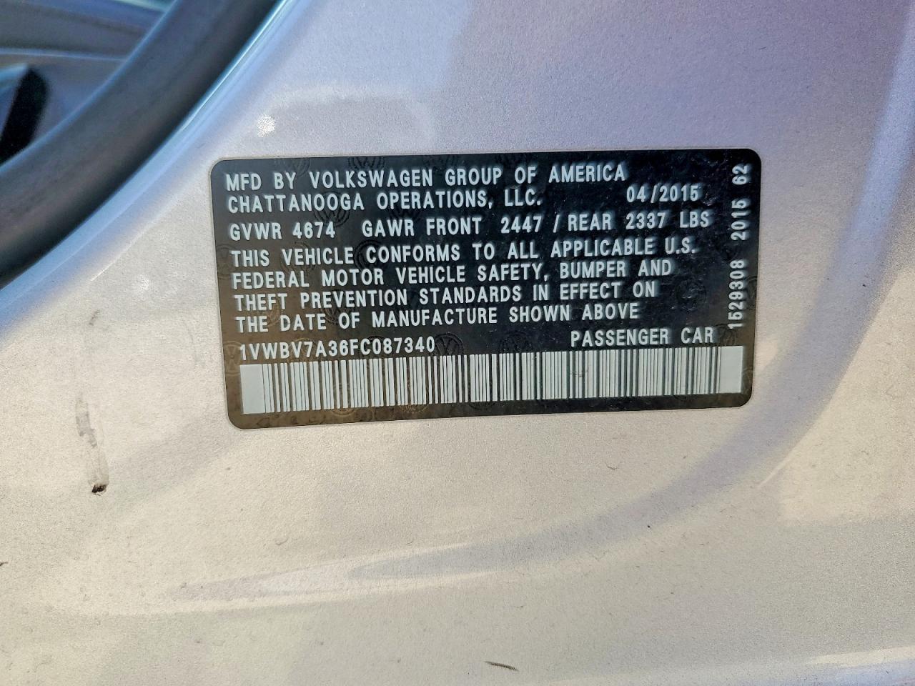 2015 VOLKSWAGEN PASSAT SE photo 23