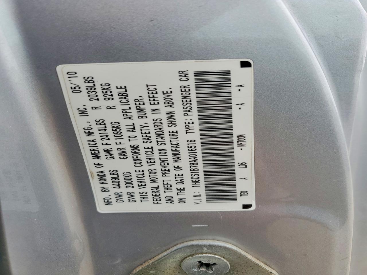 2010 HONDA ACCORD EX photo 23