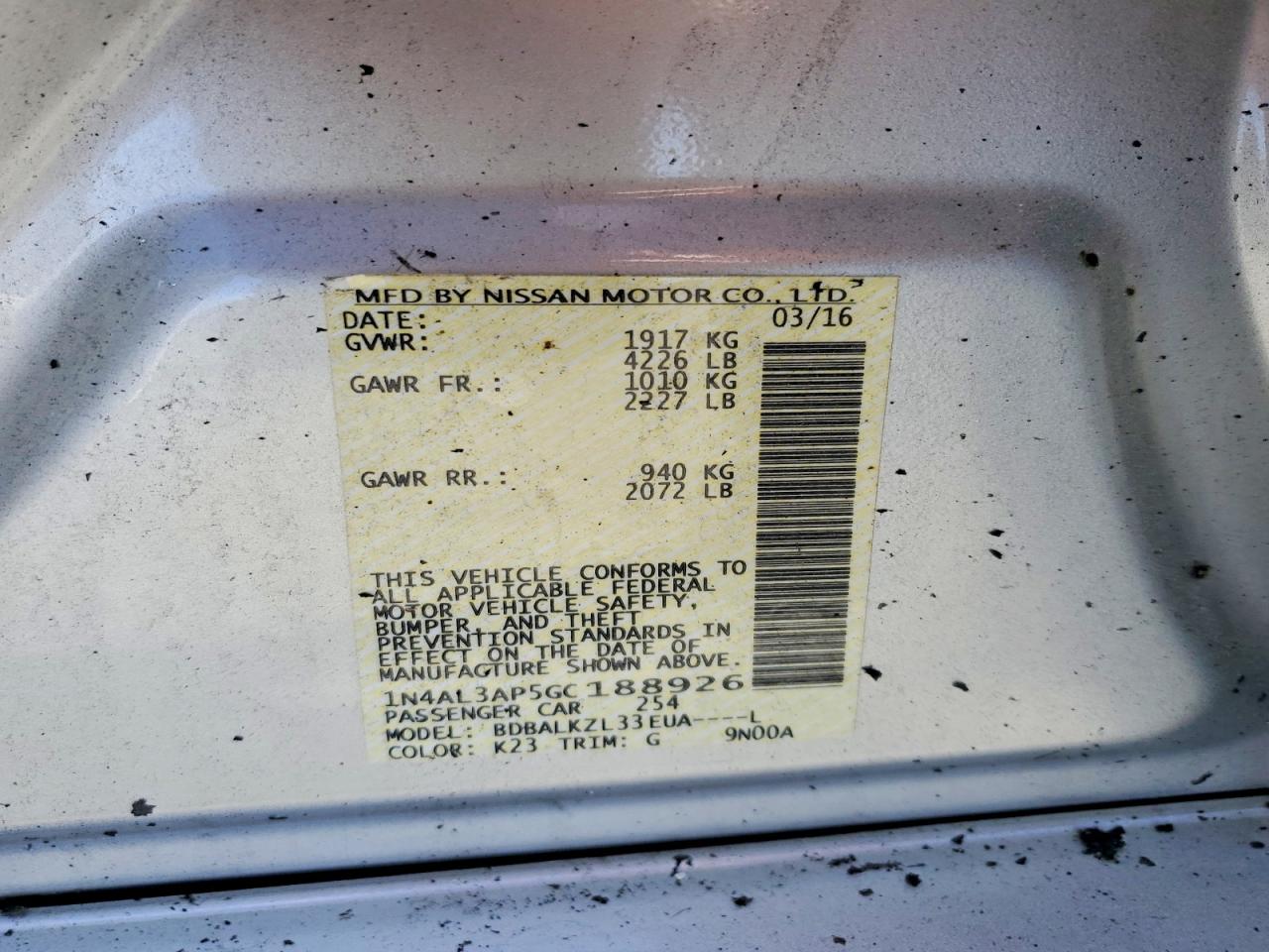 2016 NISSAN ALTIMA 2.5 SV photo 34