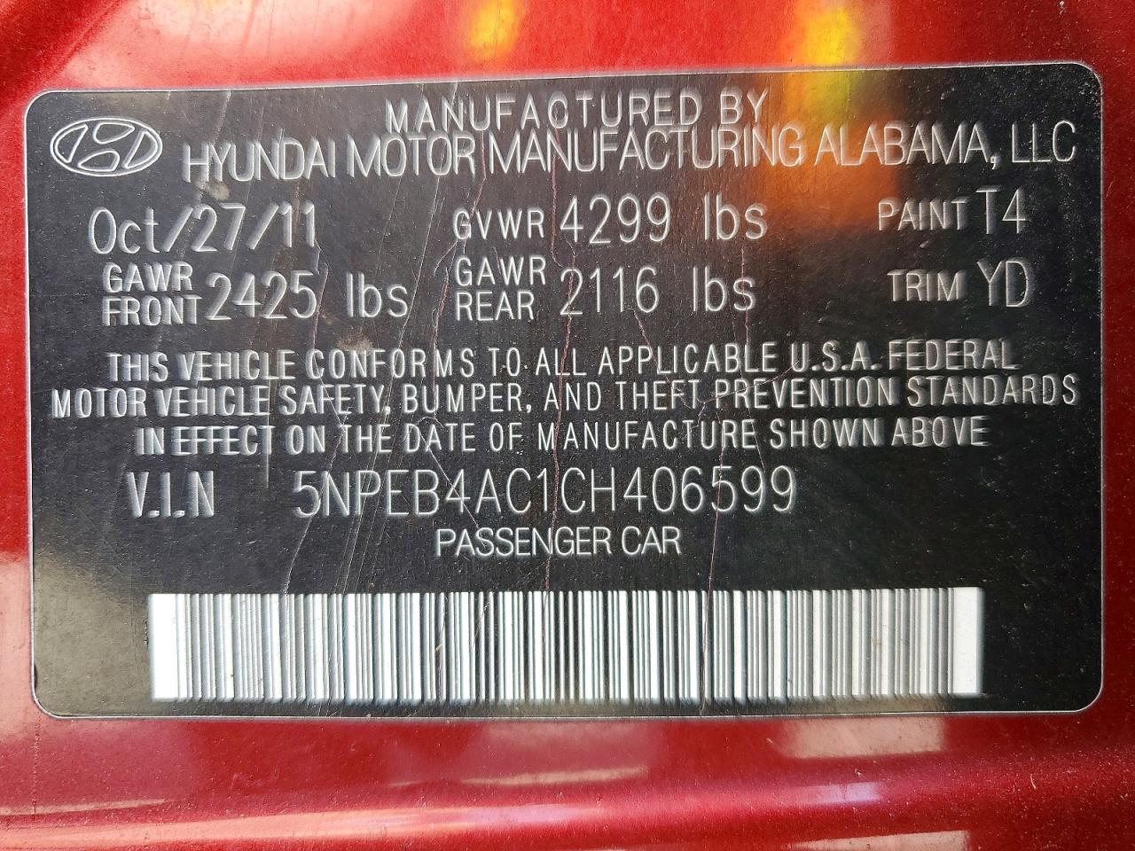 2012 HYUNDAI SONATA photo 12