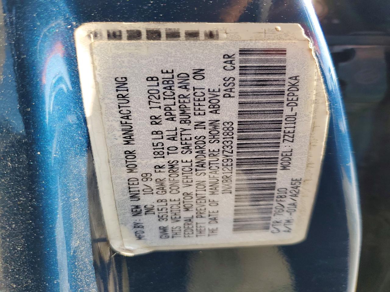 2000 TOYOTA COROLLA VE photo 12