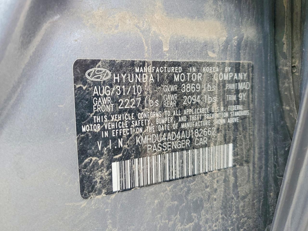 2010 HYUNDAI ELANTRA GLS photo 45