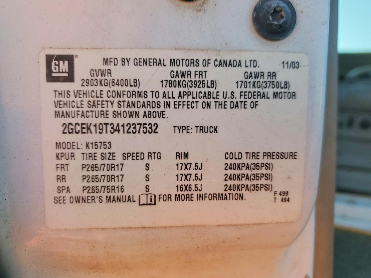 2004 CHEVROLET SILVERADO K1500 photo 25