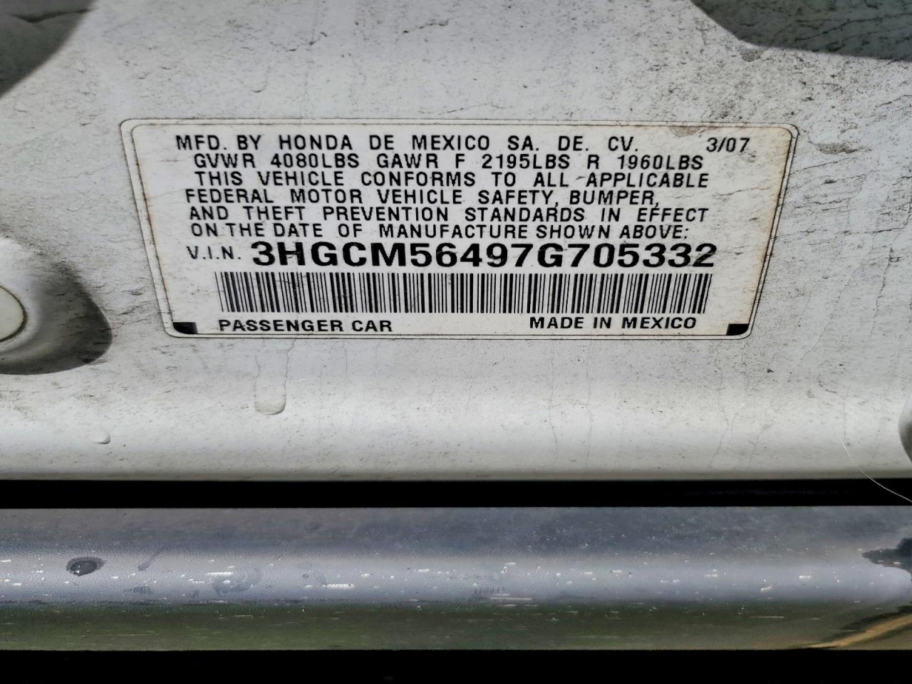 2007 HONDA ACCORD photo 23