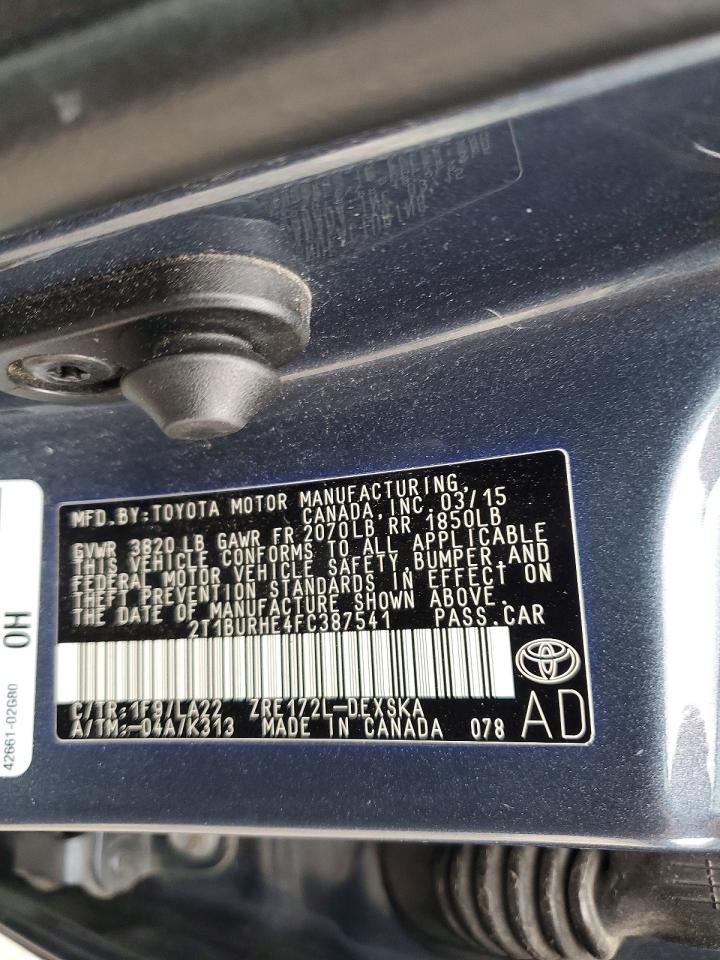 2015 TOYOTA COROLLA S PREMIUM photo 12
