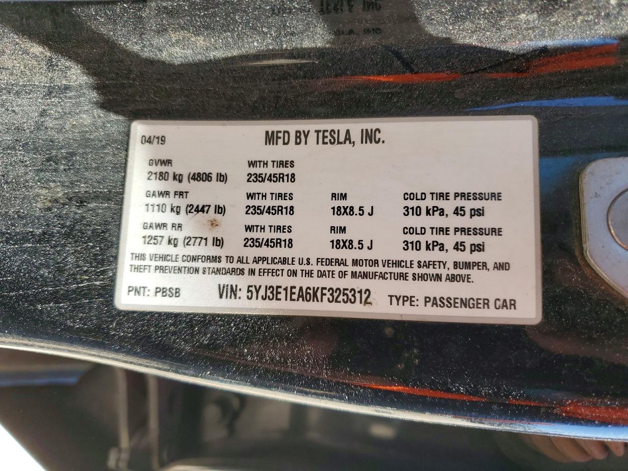 2019 TESLA MODEL 3 photo 13