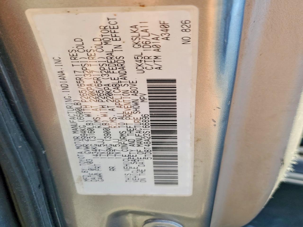 2003 TOYOTA SEQUOIA LIMITED photo 25