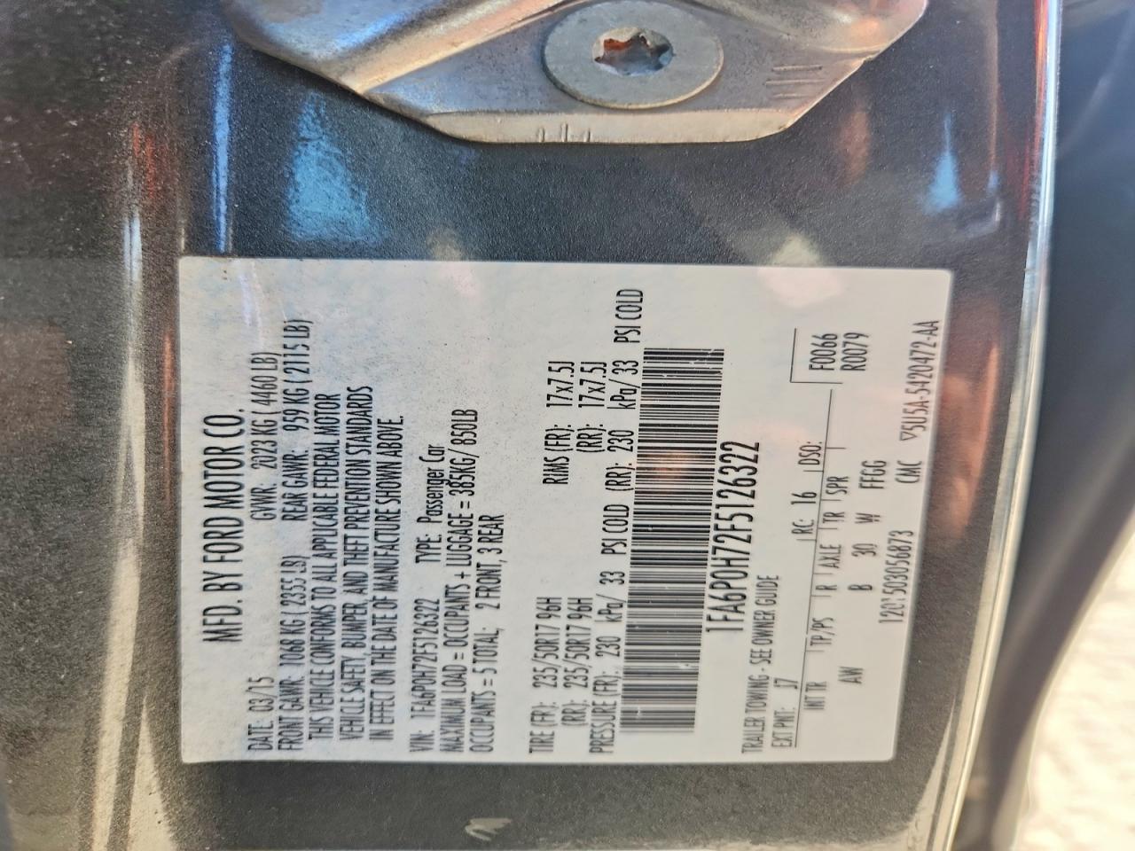 2015 FORD FUSION SE photo 34