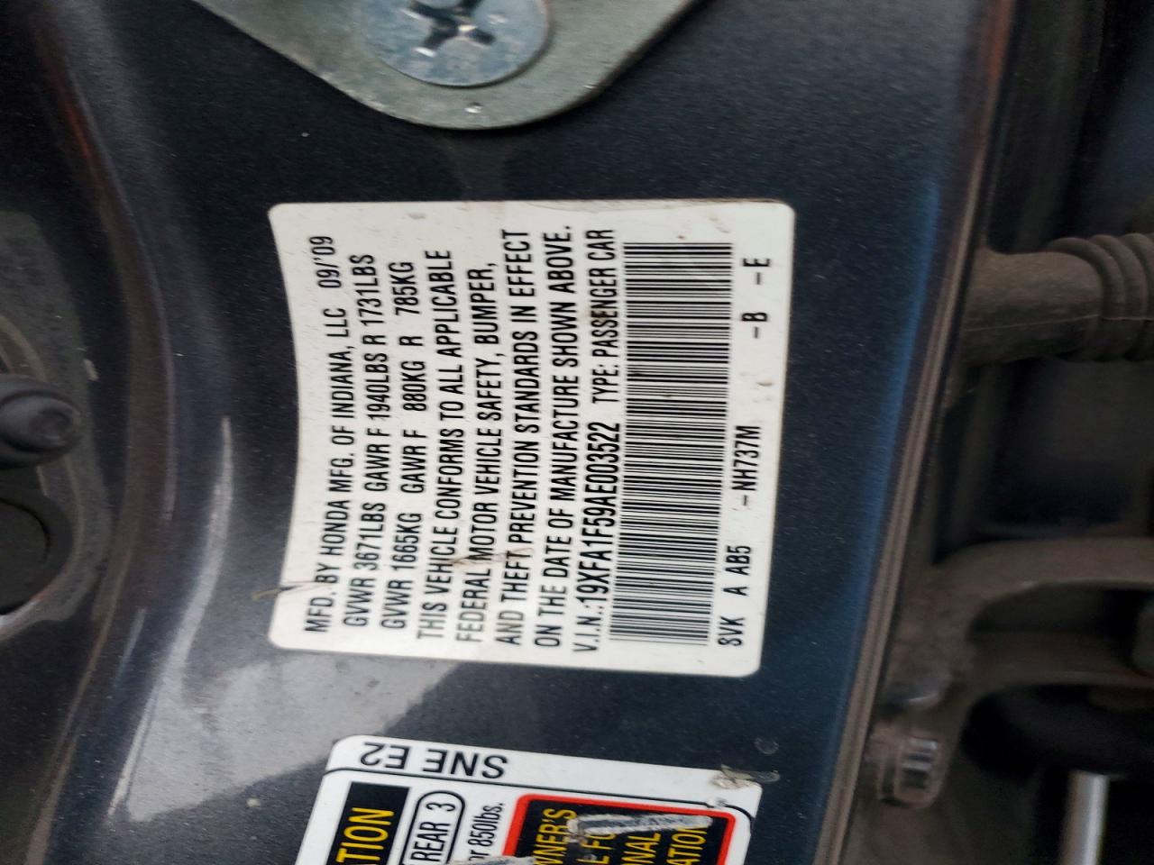 2010 HONDA CIVIC LX photo 23