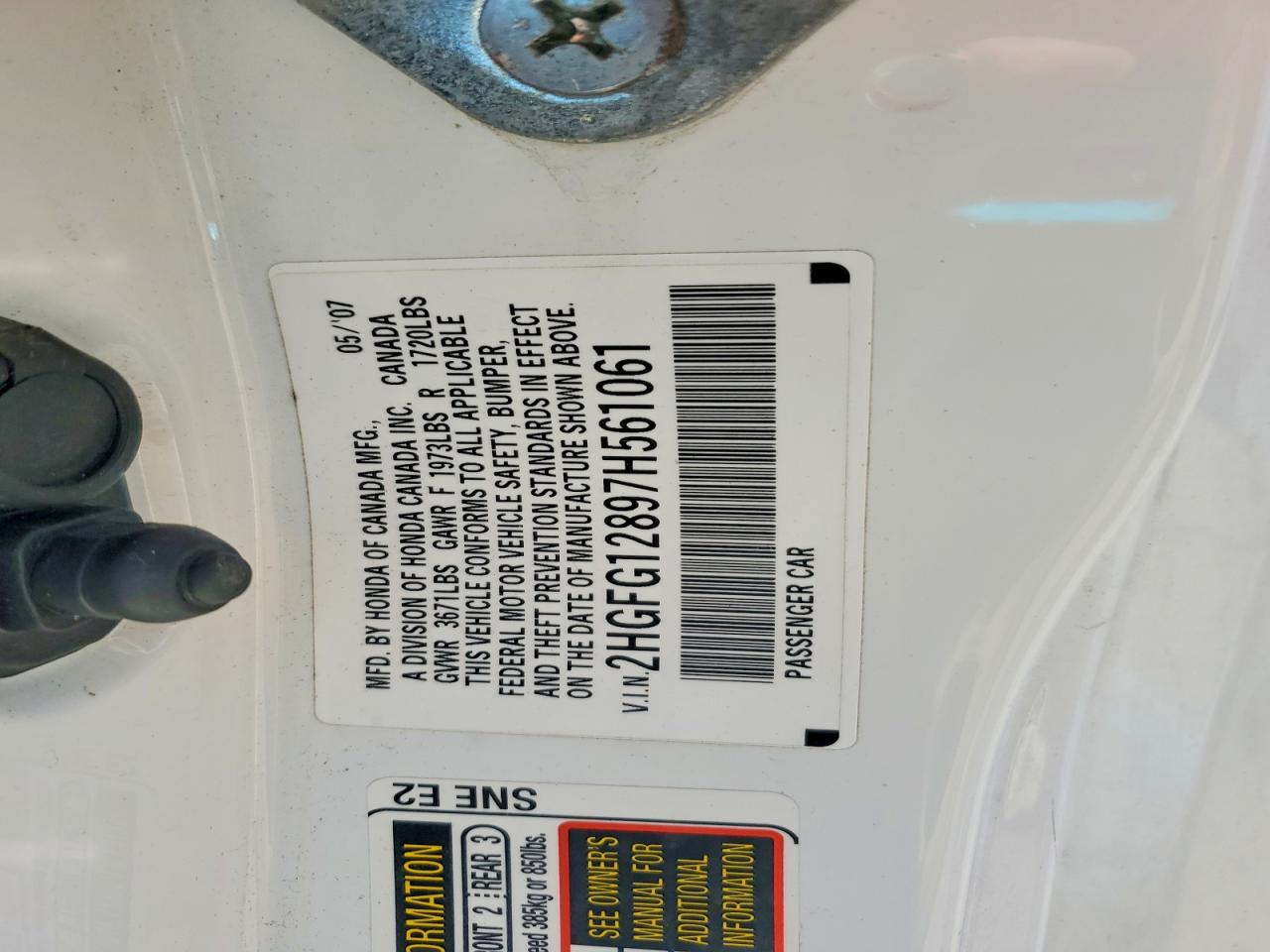 2007 HONDA CIVIC EX photo 13