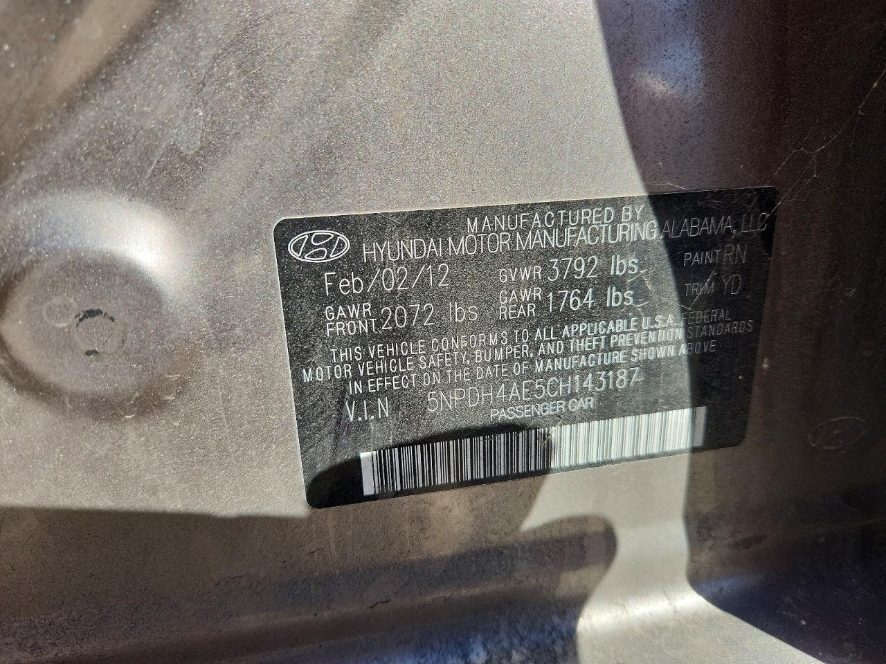 2012 HYUNDAI ELANTRA GLS photo 23