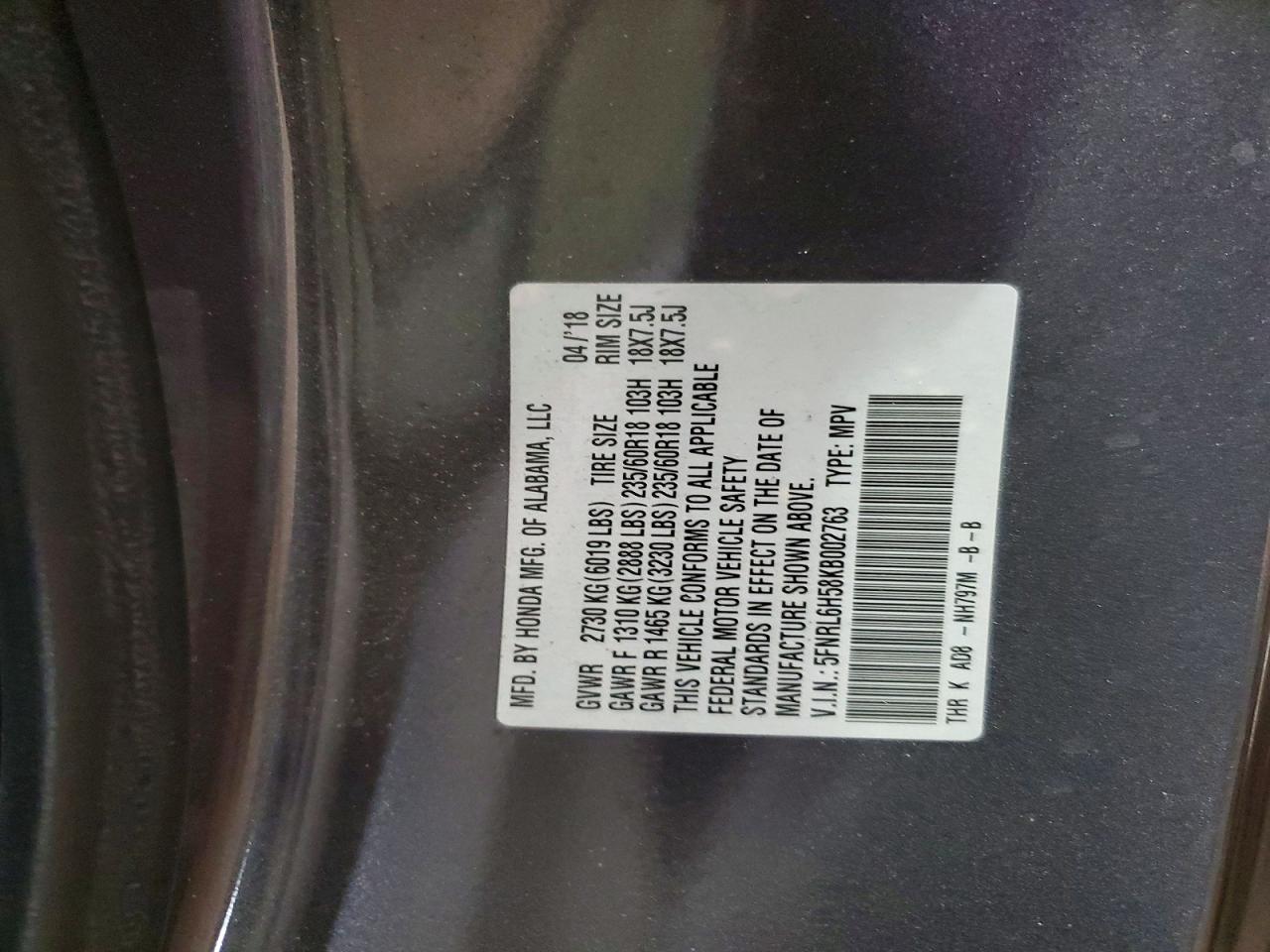 2019 HONDA ODYSSEY EX photo 13