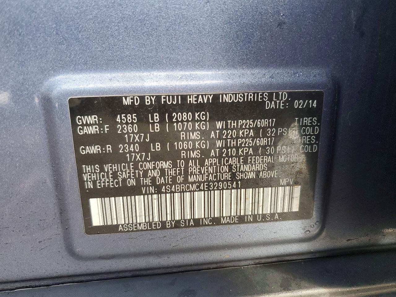 2014 SUBARU OUTBACK 2.5I LIMITED photo 25