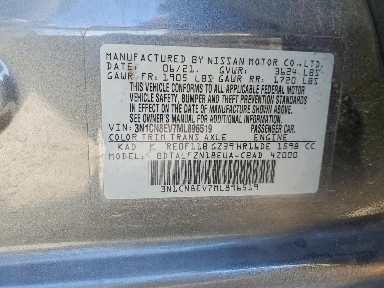 2021 NISSAN VERSA SV photo 34