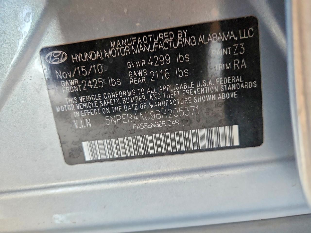 2011 HYUNDAI SONATA GLS photo 23