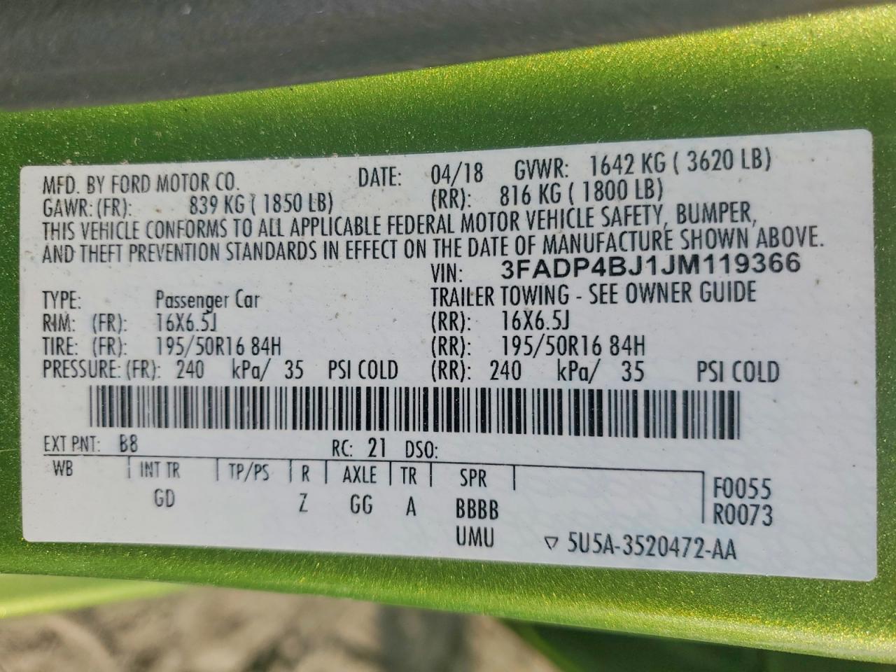 2018 FORD FIESTA SE photo 37