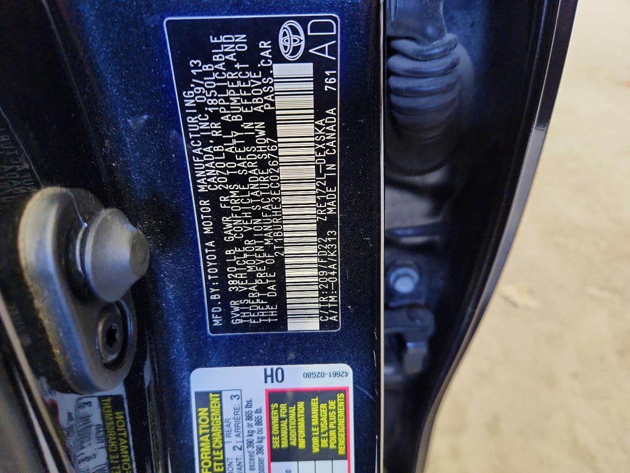 2014 TOYOTA COROLLA S PLUS photo 12