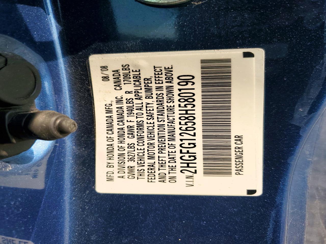 2008 HONDA CIVIC LX photo 23