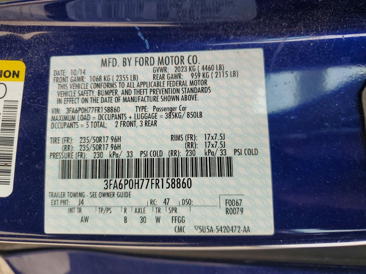2015 FORD FUSION photo 25