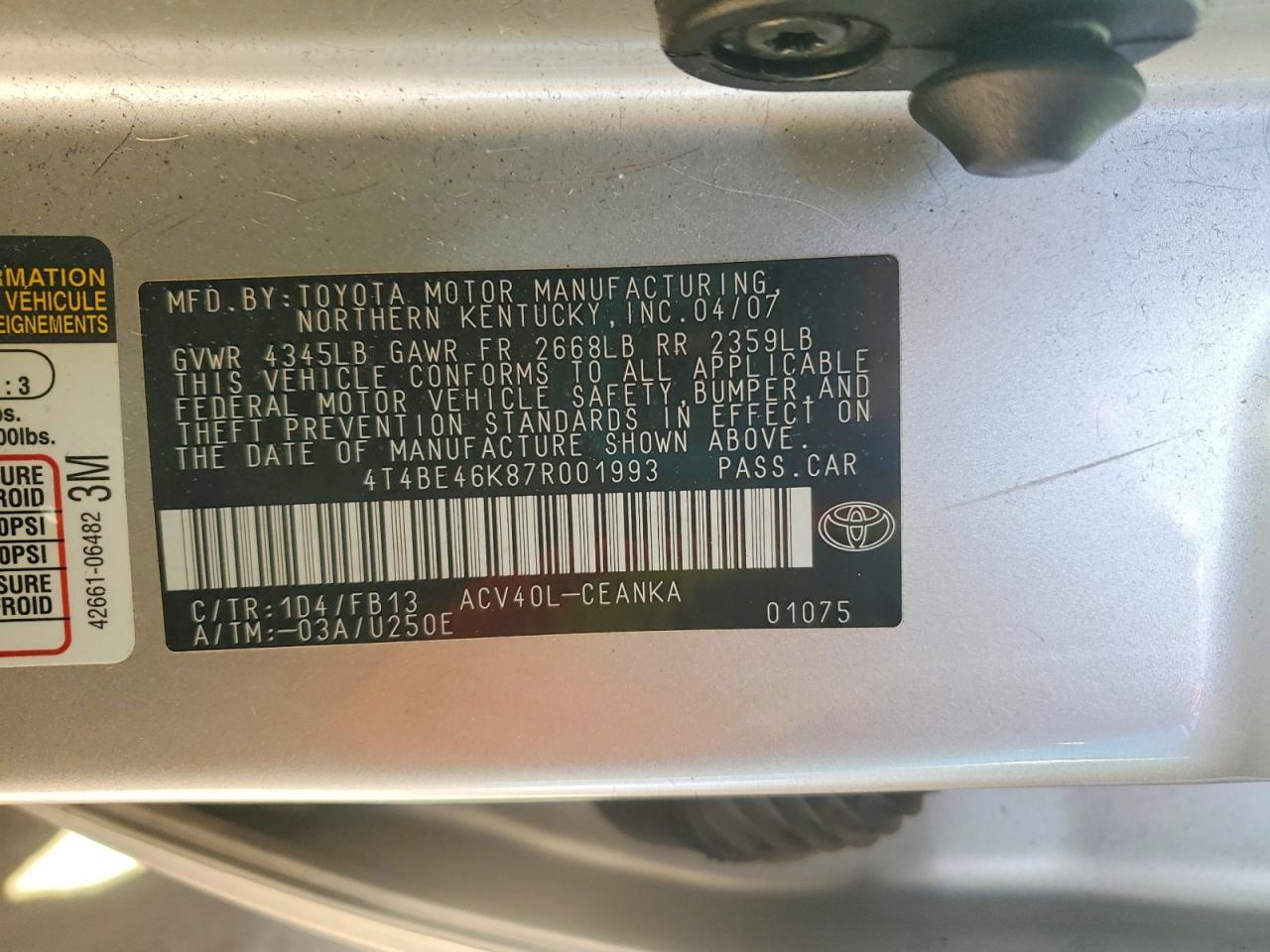2007 TOYOTA CAMRY LE photo 23