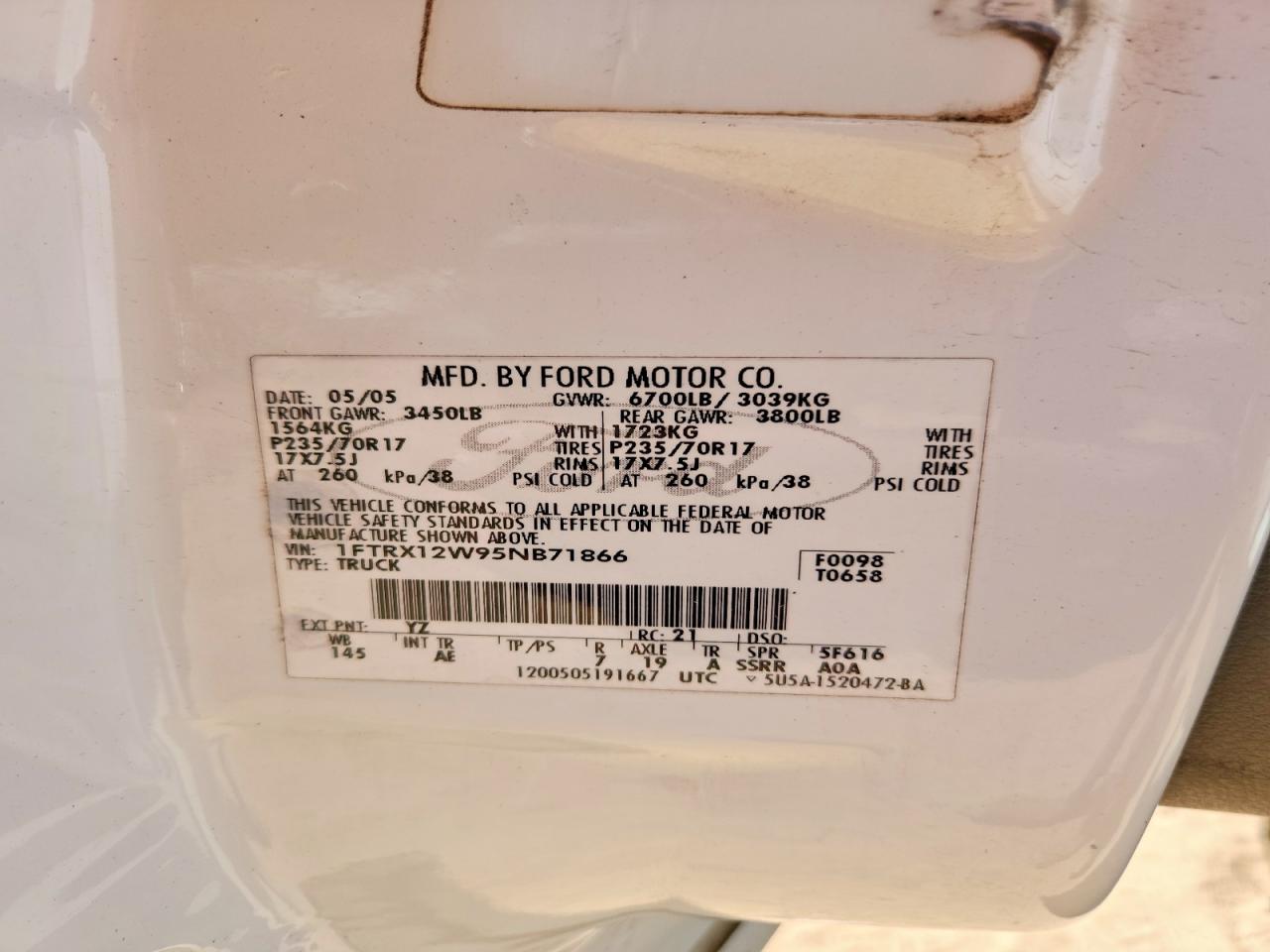 2005 FORD F150 photo 12