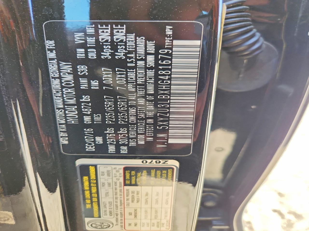 2017 HYUNDAI SANTA FE SPORT 2.4L photo 13
