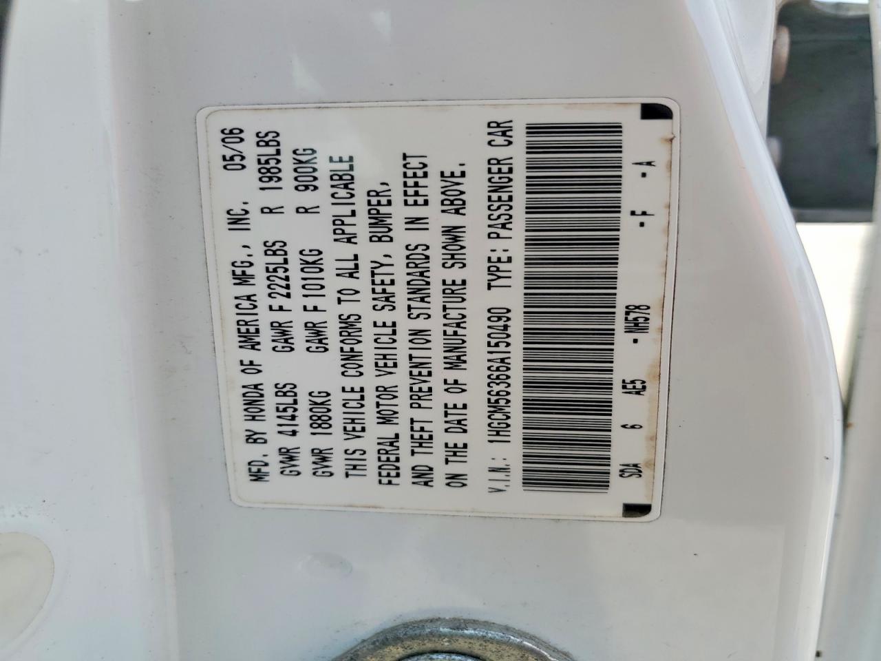 2006 HONDA ACCORD SE photo 37