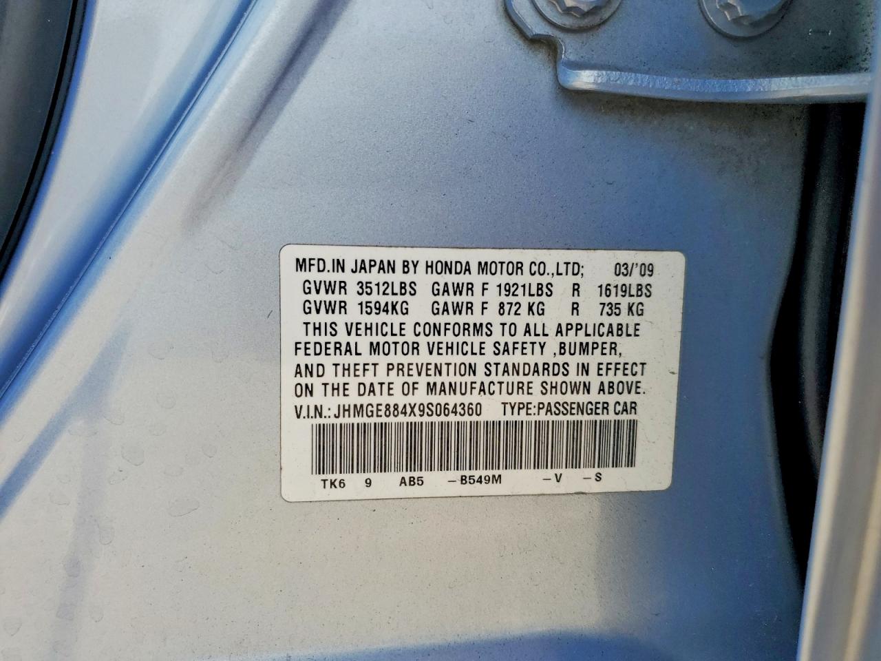 2009 HONDA FIT SPORT photo 34