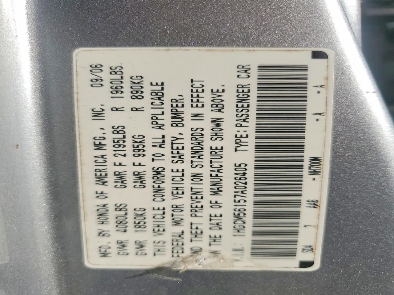 2007 HONDA ACCORD VALUE photo 34