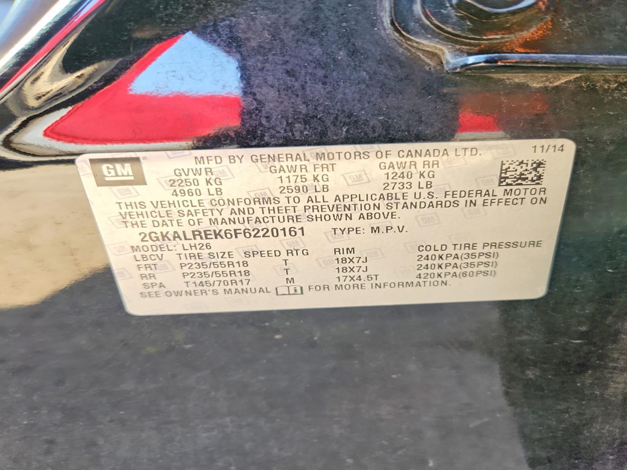 2015 GMC TERRAIN SLE photo 40