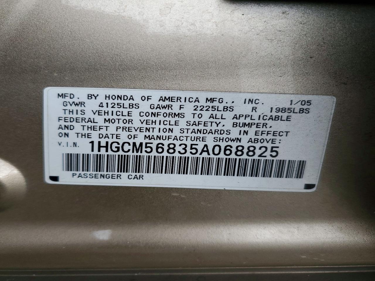 2005 HONDA ACCORD EX photo 23