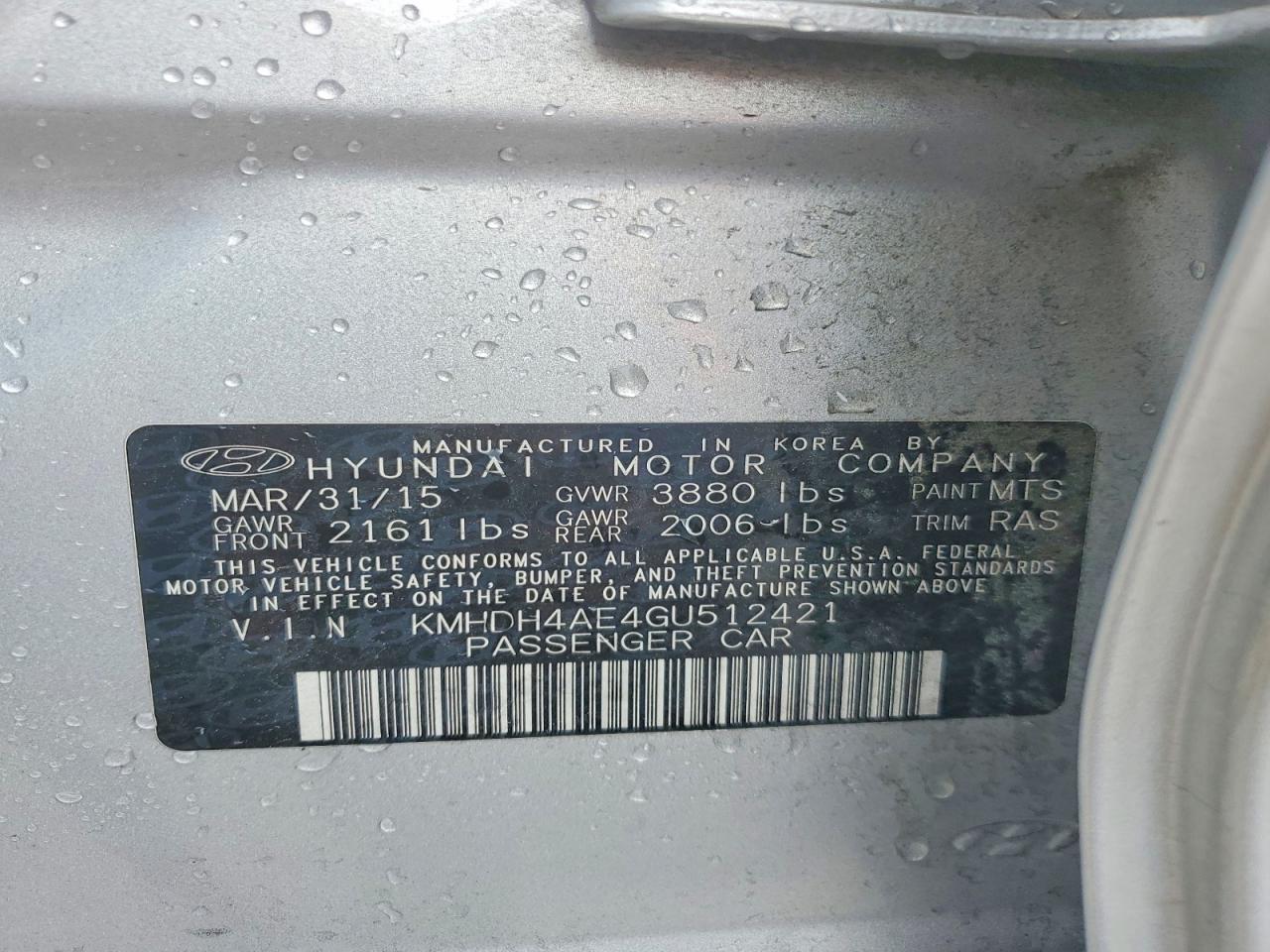 2016 HYUNDAI ELANTRA SE photo 12