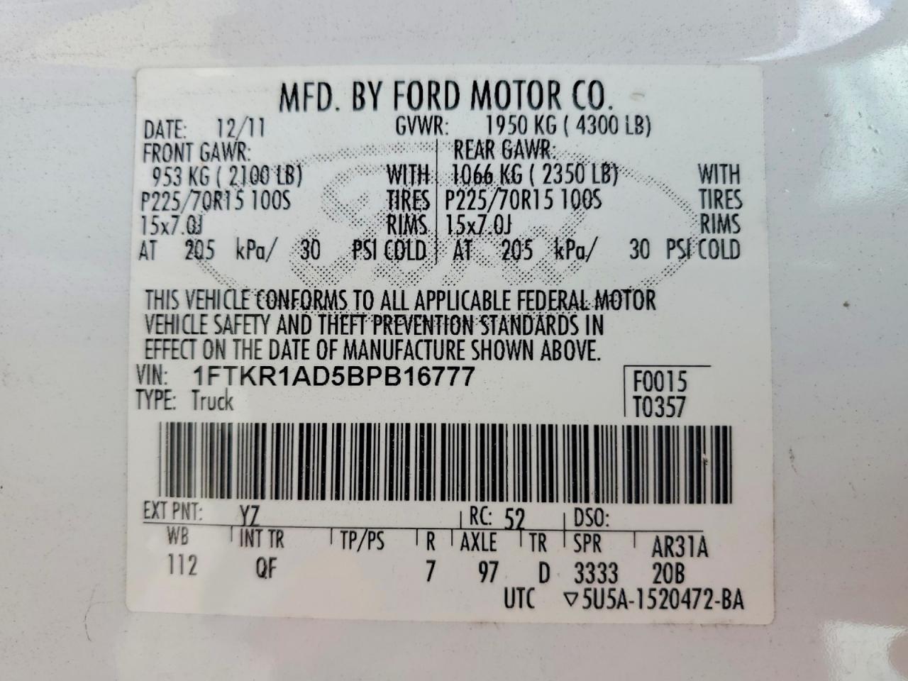2011 FORD RANGER photo 23