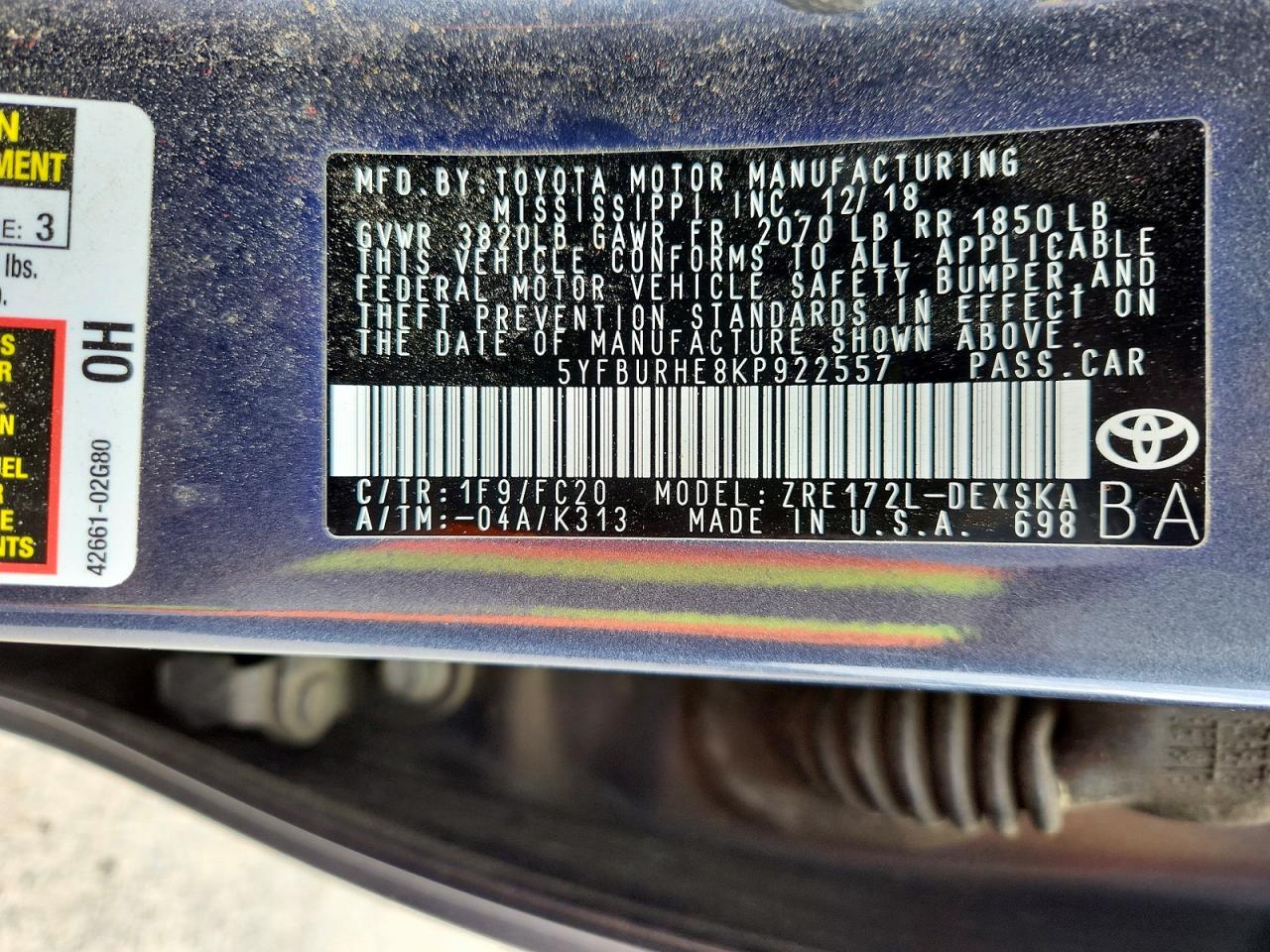2019 TOYOTA COROLLA SE photo 34