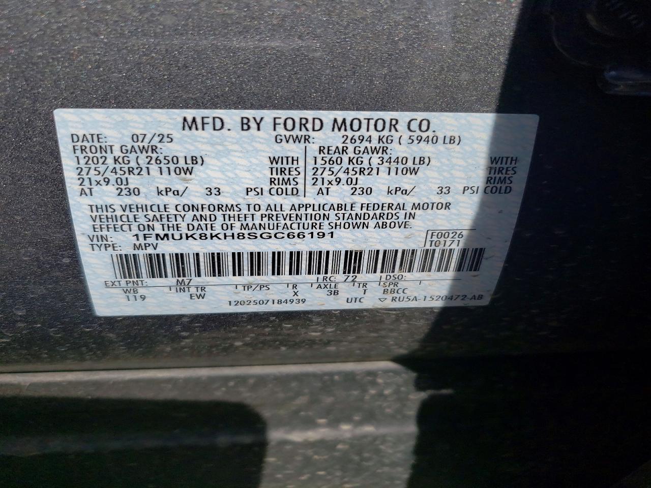 2025 FORD EXPLORER ST-LINE photo 14