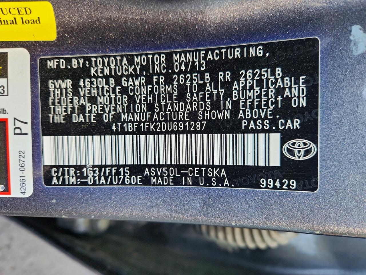 2013 TOYOTA CAMRY SE photo 12