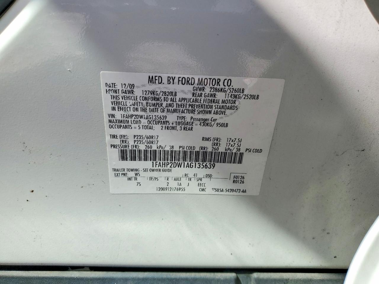 2010 FORD TAURUS SE photo 25